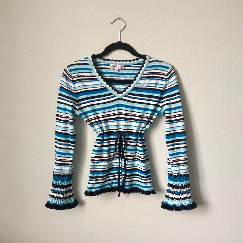 NANETTE by NANETTE LEPORE Blue Crochet Sweater